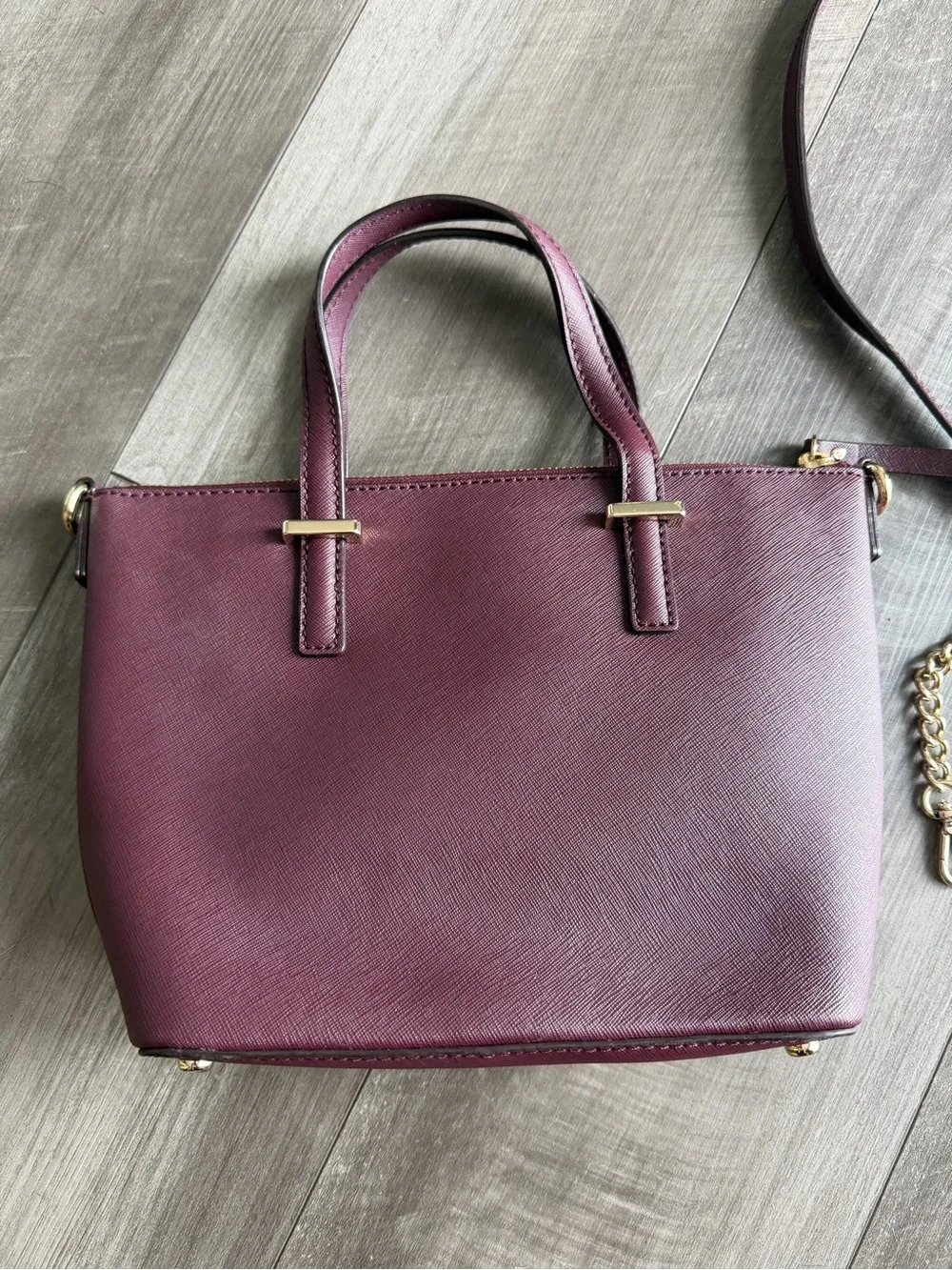 Kate Spade Burgundy Saffiano Cedar Street Harmony Crossbody with Gold Accents